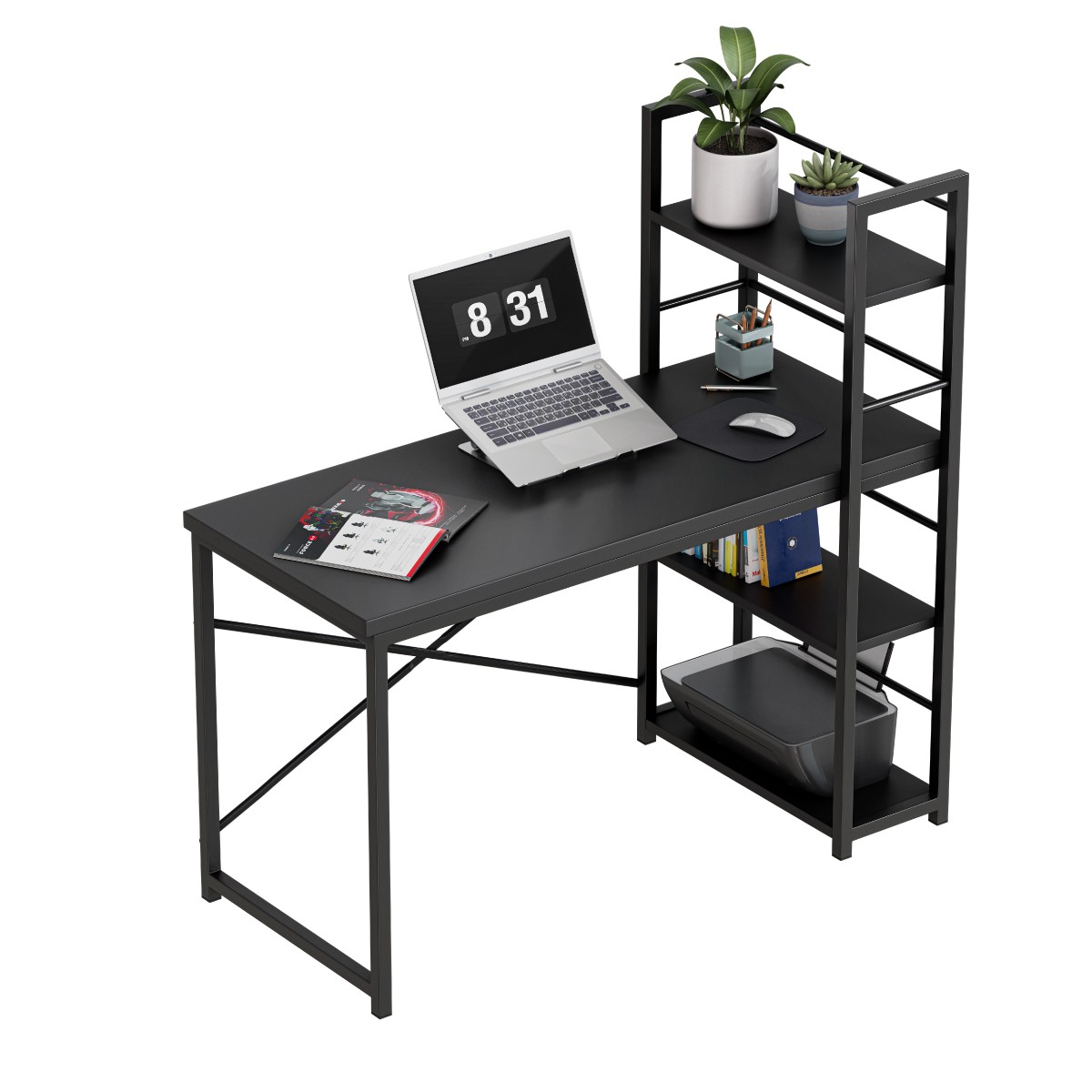 Biurko z półkami Mark Adler Leader 4.0 Black 120 cm